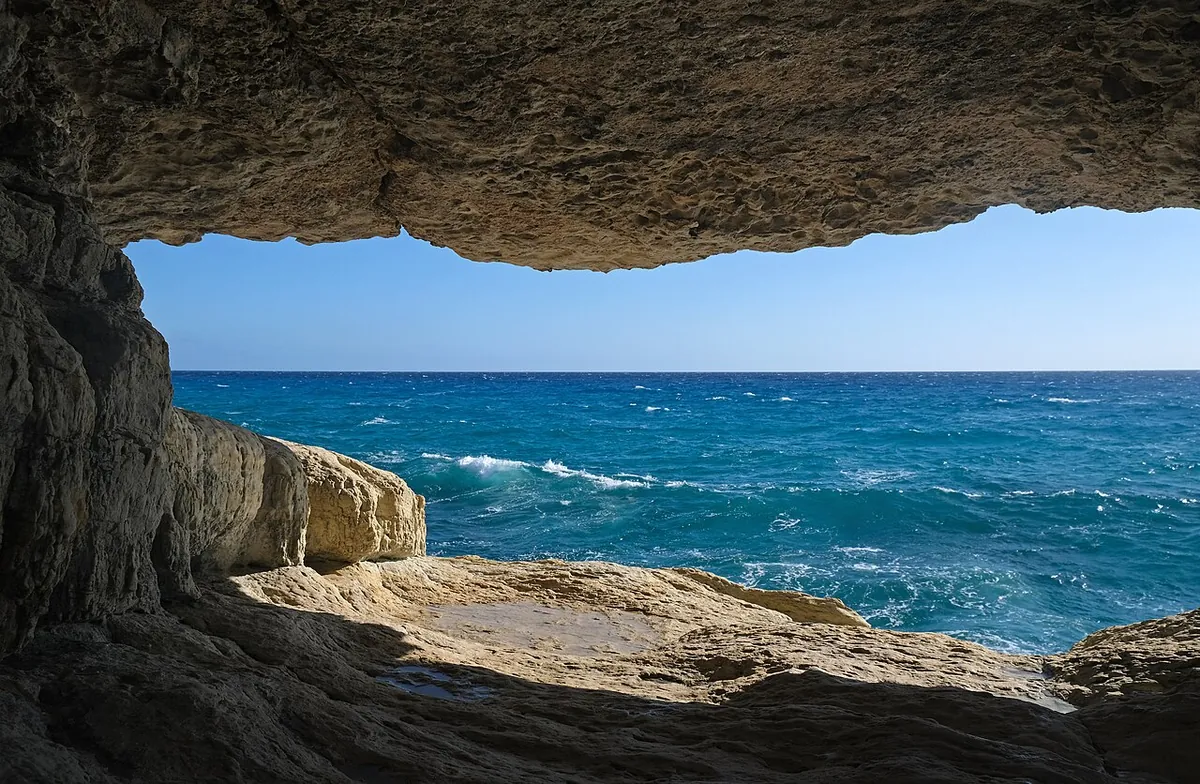 Sea caves at Cape Greco National Park, Cyprus.