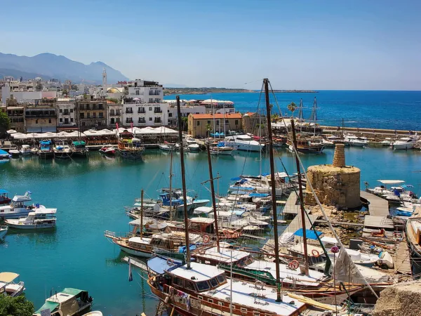 Boats moored in Kyrenia’s old harbour