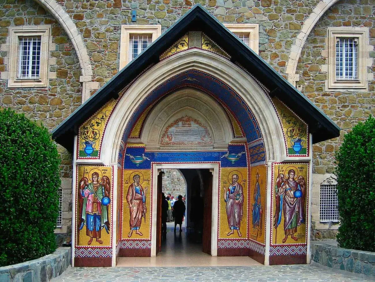 Mosaic-covered entrance of Kykkos Monastery
