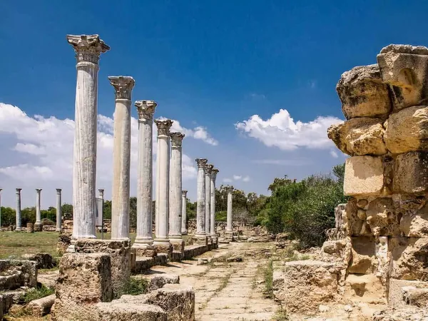 Marble columns along a Roman street at Salamis