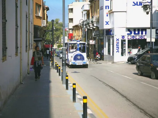 Tourist road train on a street in north Nicosia