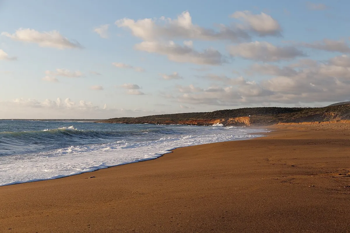 Golden sand and waves at Lara Beach on the Akamas peninsula
