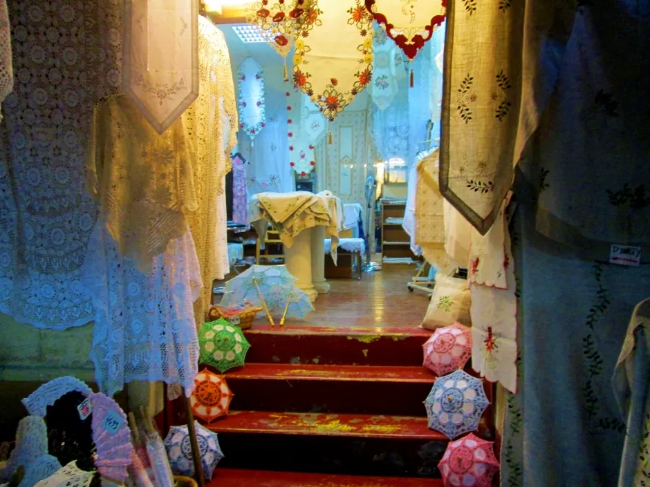 Souvenir shops Laiki Geitonia old quarters Nicosia Cyprus