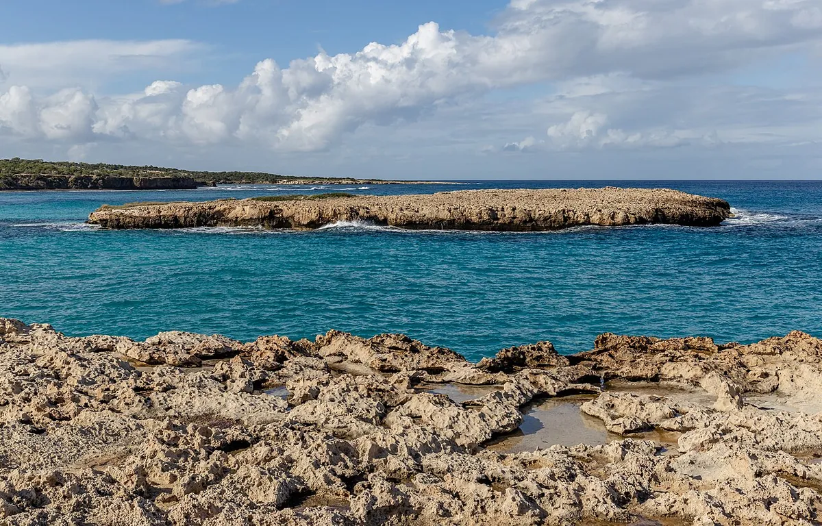 Island "Nisída tis Chamilís" in Blue Lagoon, Akamas Peninsula, Cyprus