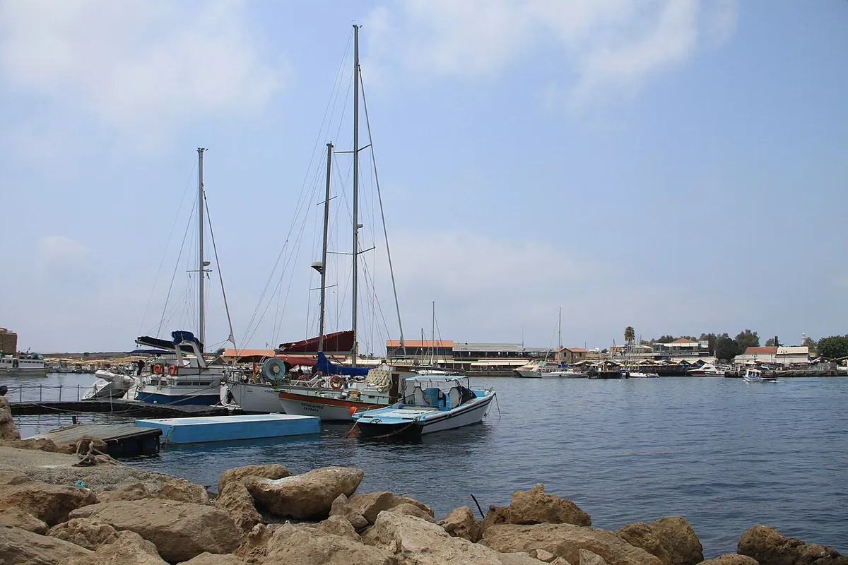 Boats in Paphos harbour, Cyprus.