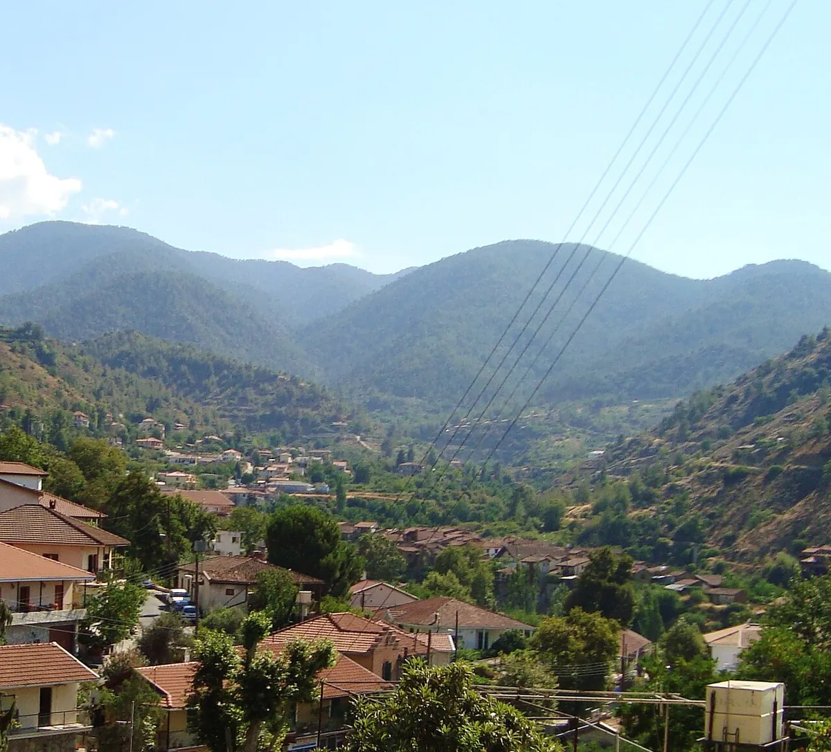 View of Kakopetria village and Troodos Mountains in the background Republic of Cyprus