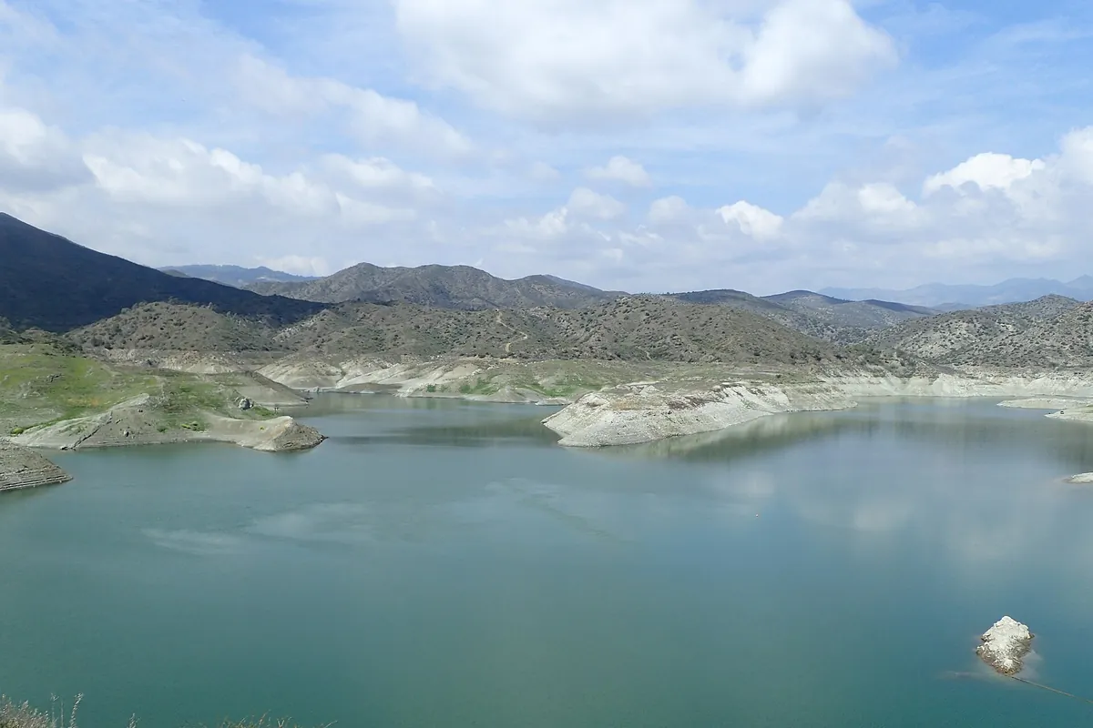 The Kalavasos reservoir among hills