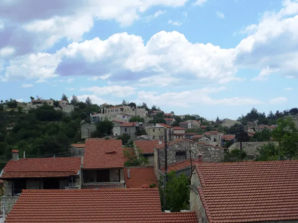 Tiled roofs of Lofou village on its hill