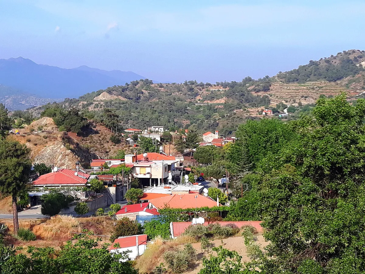 Louvaras village among green hills
