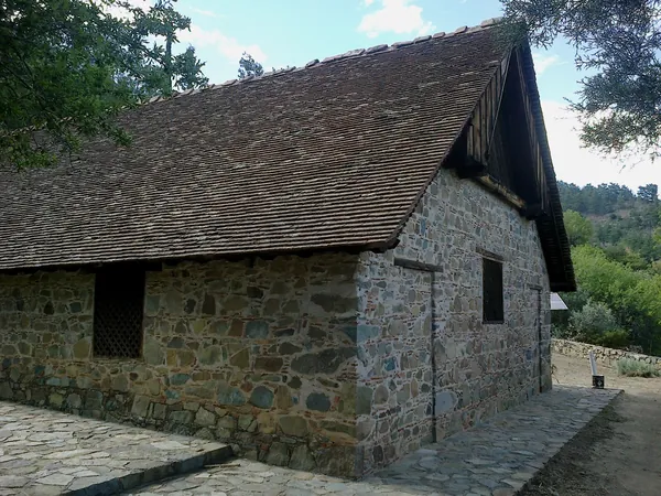 The steep-roofed church of Stavros tou Agiasmati near Platanistasa